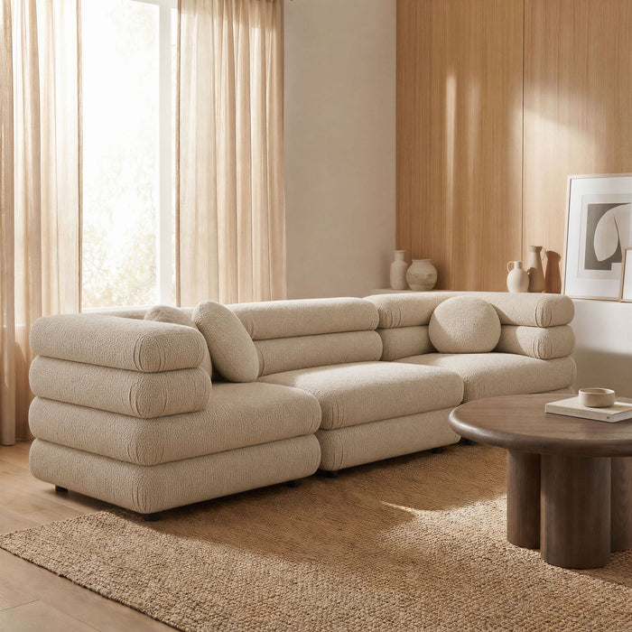 Modway Jubilee 3-Piece Upholstered 3-Piece Modular Sofa Set in Linen - lifestyle view 11