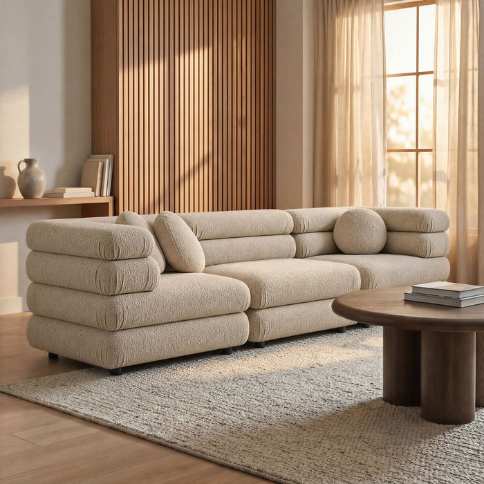 Modway Jubilee 3-Piece Upholstered 3-Piece Modular Sofa Set in Linen - lifestyle view 13