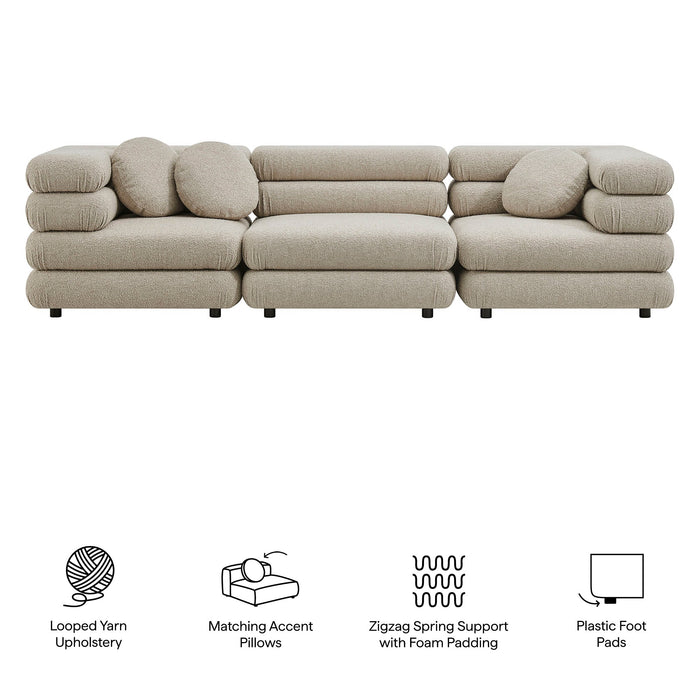 Modway Jubilee 3-Piece Upholstered 3-Piece Modular Sofa Set in Linen - dimensions and specifications