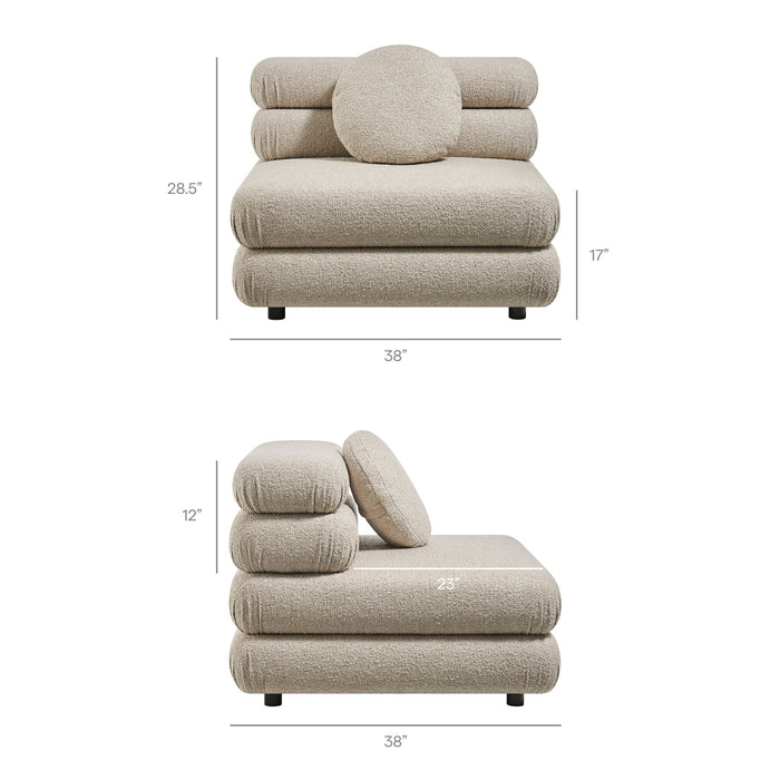Modway Jubilee 3-Piece Upholstered 3-Piece Modular Sofa Set in Linen - dimensions and specifications 24