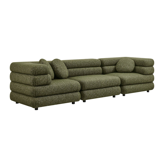 Modway Jubilee 3-Piece Upholstered 3-Piece Modular Sofa Set in Olive - front view
