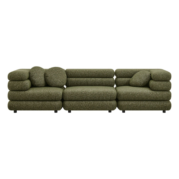 Modway Jubilee 3-Piece Upholstered 3-Piece Modular Sofa Set in Olive - angled view