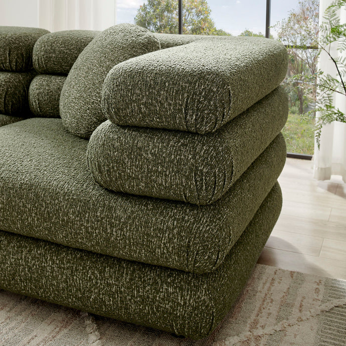 Modway Jubilee 3-Piece Upholstered 3-Piece Modular Sofa Set in Olive - detail view