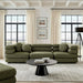 Modway Jubilee 3-Piece Upholstered 3-Piece Modular Sofa Set in Olive - lifestyle view