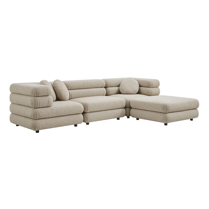 Modway Jubilee 4-Piece Upholstered Modular Sofa Set in Linen - front view