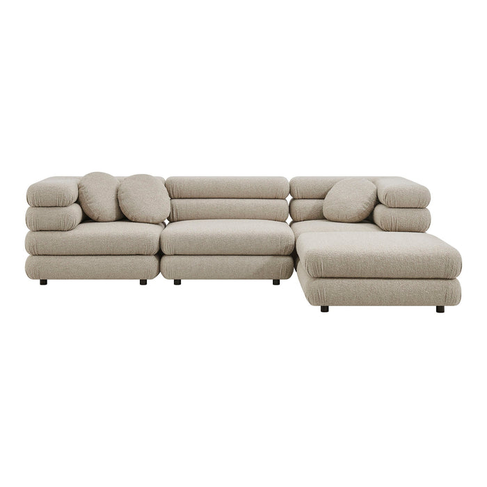 Modway Jubilee 4-Piece Upholstered Modular Sofa Set in Linen - angled view