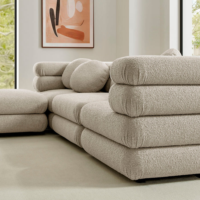 Modway Jubilee 4-Piece Upholstered Modular Sofa Set in Linen - side view
