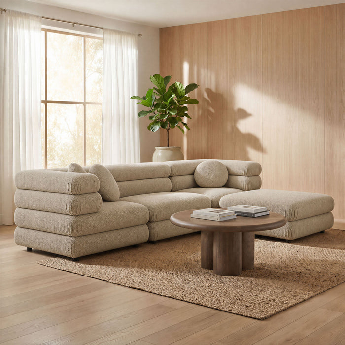 Modway Jubilee 4-Piece Upholstered Modular Sofa Set in Linen - lifestyle view 11