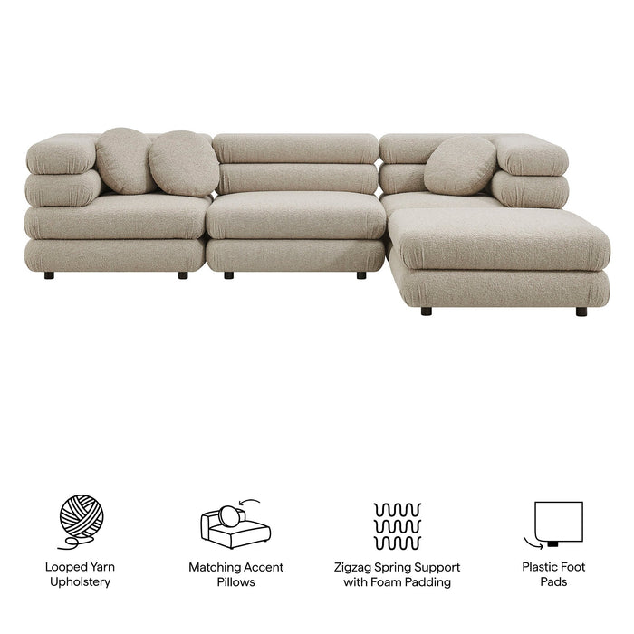 Modway Jubilee 4-Piece Upholstered Modular Sofa Set in Linen - dimensions and specifications