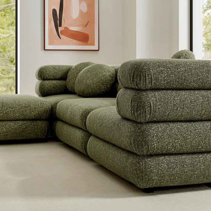 Modway Jubilee 4-Piece Upholstered Modular Sofa Set in Olive - side view