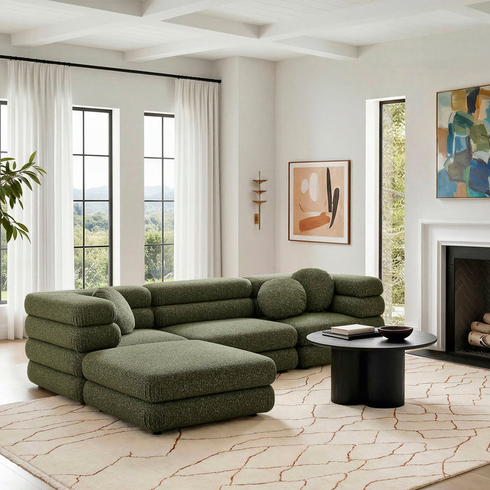 Modway Jubilee 4-Piece Upholstered Modular Sofa Set in Olive - detail view