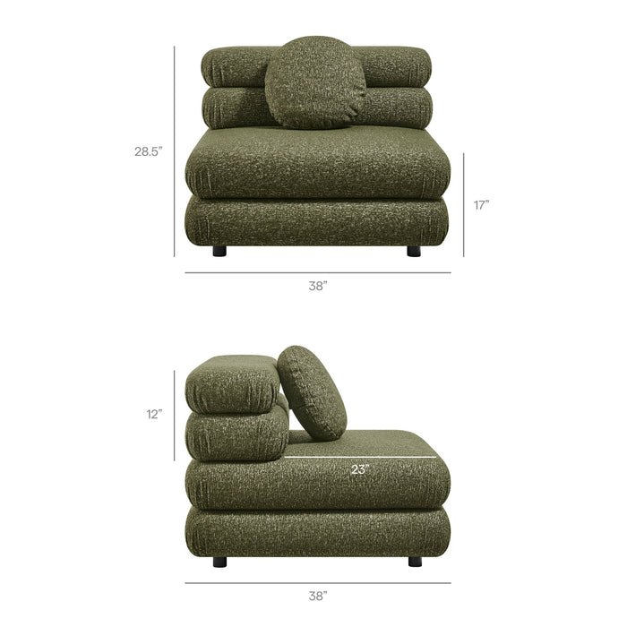 Modway Jubilee 4-Piece Upholstered Modular Sofa Set in Olive - dimensions and specifications 28