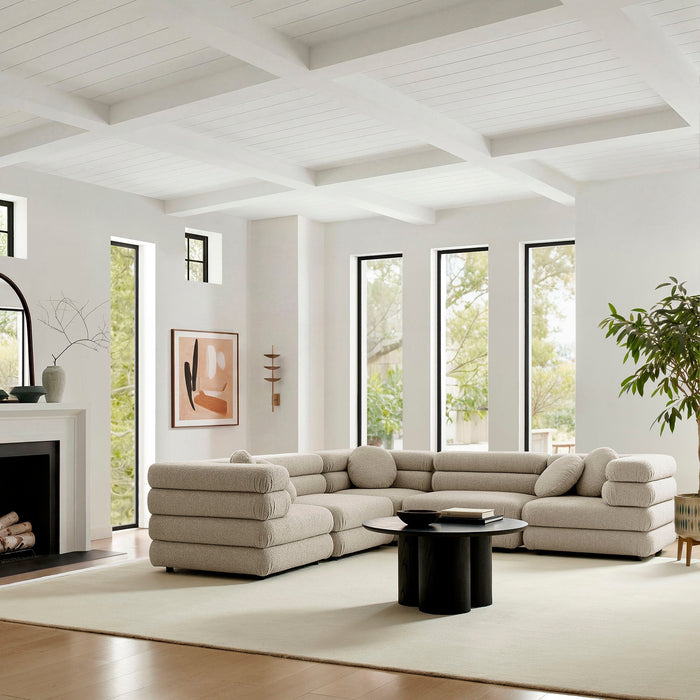 Modway Jubilee 5-Piece Upholstered Modular L-Shaped Sofa Set in Linen - detail view