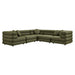 Modway Jubilee 5-Piece Upholstered Modular L-Shaped Sofa Set in Olive - front view