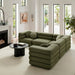 Modway Jubilee 5-Piece Upholstered Modular L-Shaped Sofa Set in Olive - lifestyle view