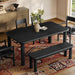 Modway Alvia 6-Piece Oak Wood Dining Table and Seating Set in Black - angled view