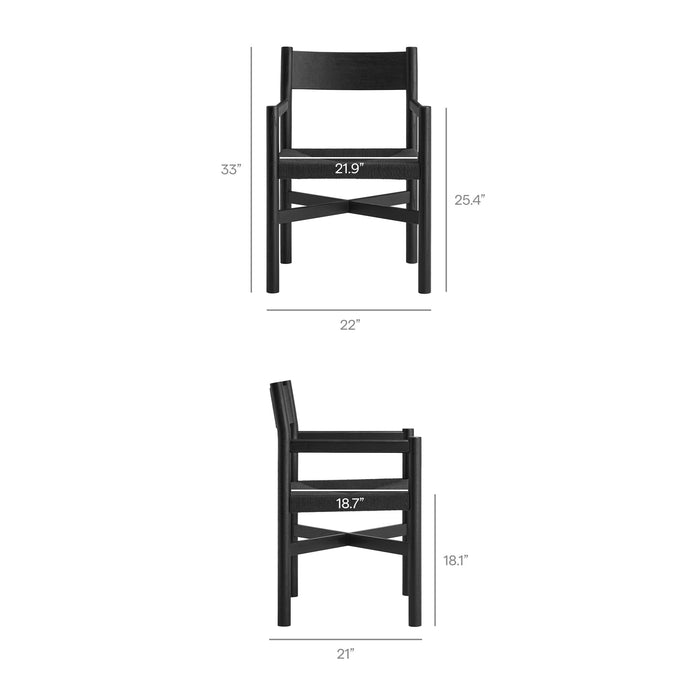 Modway Alvia 6-Piece Oak Wood Dining Table and Seating Set in Black - dimensions and specifications 15