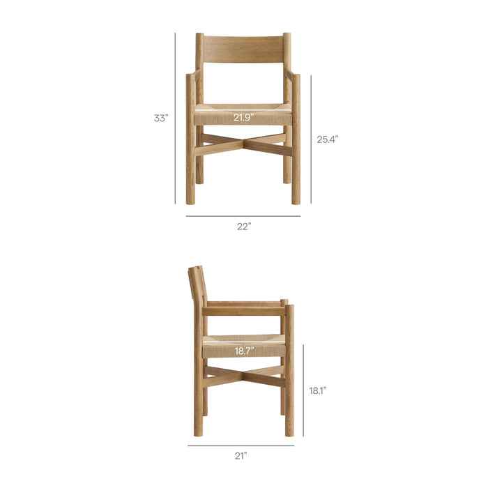 Modway Alvia 6-Piece Oak Wood Dining Table and Seating Set in Weathered Oak - dimensions and specifications 8