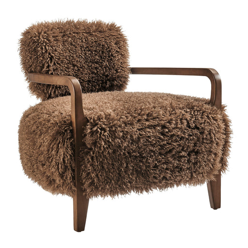Modway Zinnia Faux Fur Accent Chair in Brown - front view