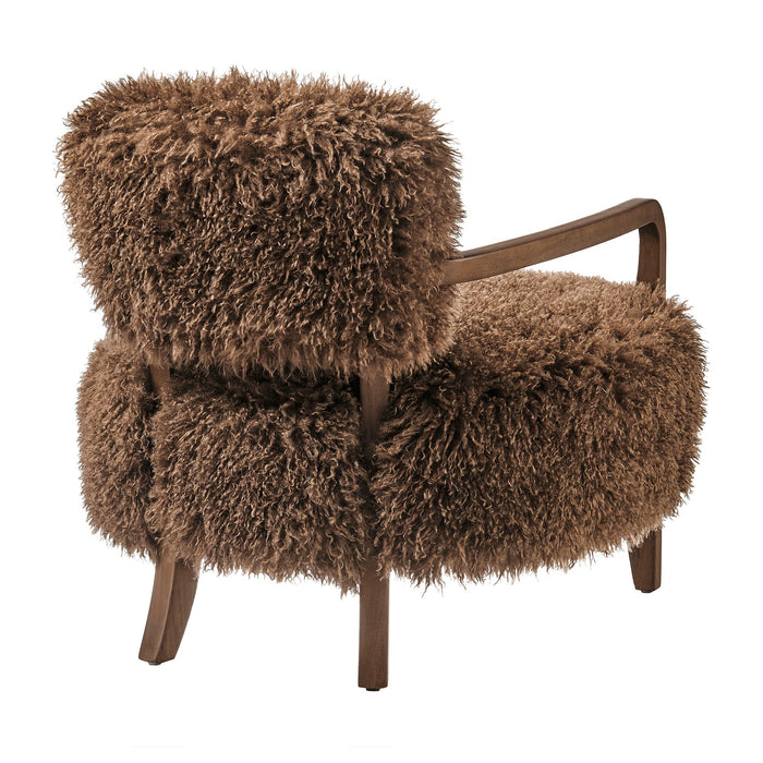 Modway Zinnia Faux Fur Accent Chair in Brown - side view