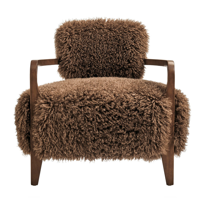 Modway Zinnia Faux Fur Accent Chair in Brown - detail view