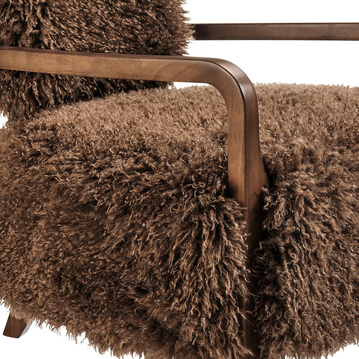 Modway Zinnia Faux Fur Accent Chair in Brown - lifestyle view