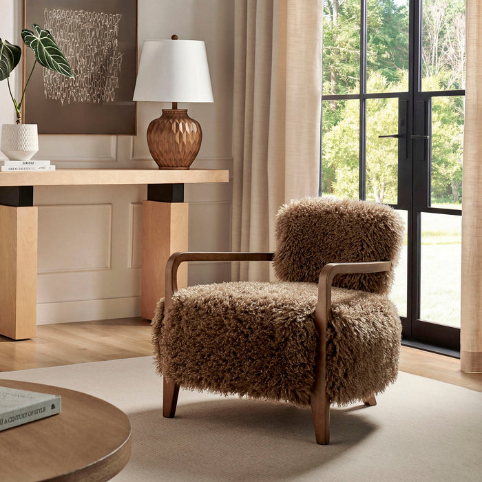 Modway Zinnia Faux Fur Accent Chair in Brown - lifestyle view 14