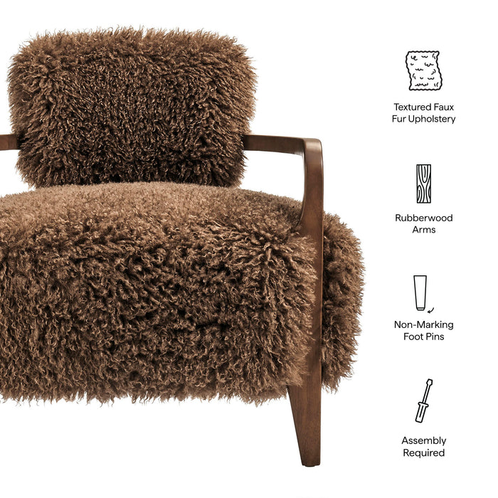 Modway Zinnia Faux Fur Accent Chair in Brown - dimensions and specifications