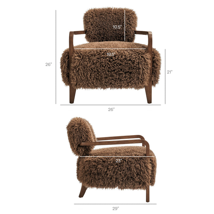 Modway Zinnia Faux Fur Accent Chair in Brown - dimensions and specifications 18