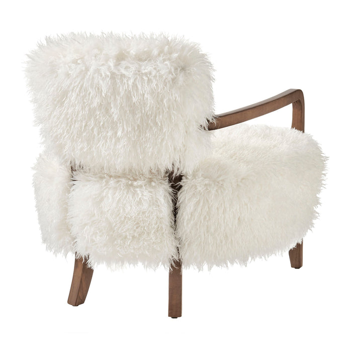 Modway Zinnia Faux Fur Accent Chair in White - side view