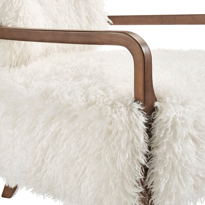 Modway Zinnia Faux Fur Accent Chair in White - lifestyle view