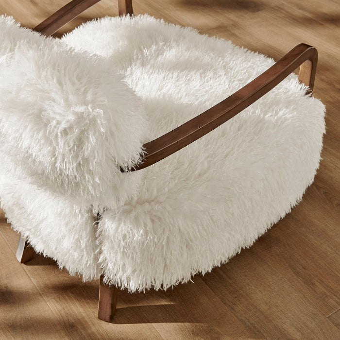 Modway Zinnia Faux Fur Accent Chair in White - lifestyle view 11