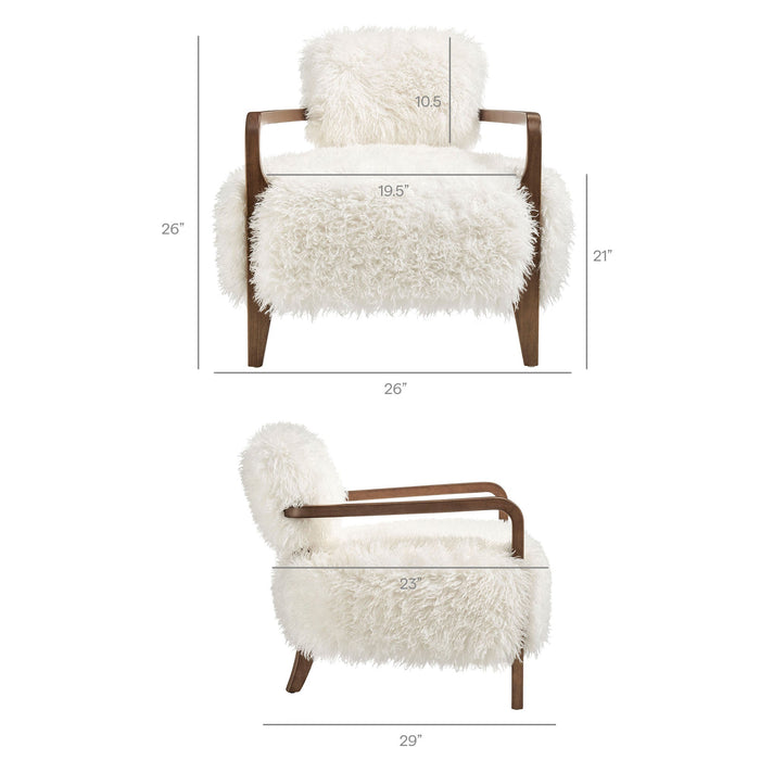 Modway Zinnia Faux Fur Accent Chair in White - dimensions and specifications 16