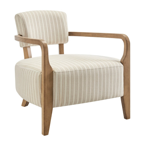 Modway Zinnia Striped Fabric Upholstered Accent Chair in Oatmeal Stripe - front view