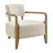 Modway Zinnia Striped Fabric Upholstered Accent Chair in Oatmeal Stripe - front view