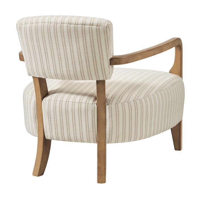 Modway Zinnia Striped Fabric Upholstered Accent Chair in Oatmeal Stripe - side view