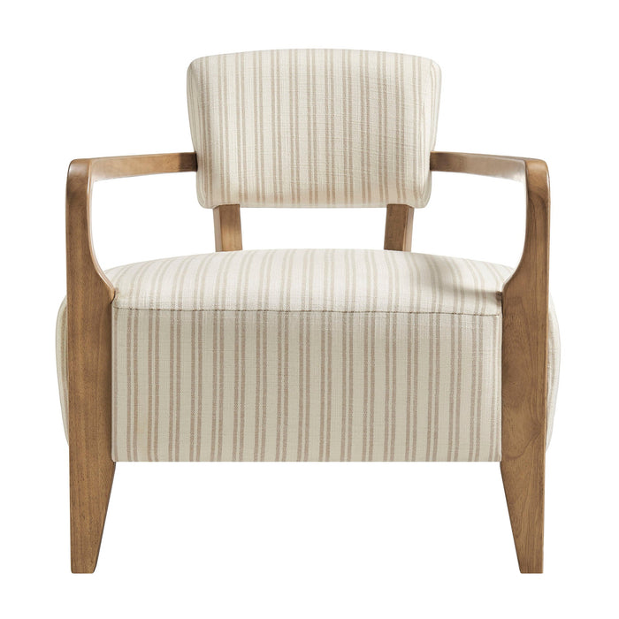 Modway Zinnia Striped Fabric Upholstered Accent Chair in Oatmeal Stripe - detail view