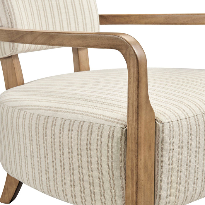 Modway Zinnia Striped Fabric Upholstered Accent Chair in Oatmeal Stripe - lifestyle view
