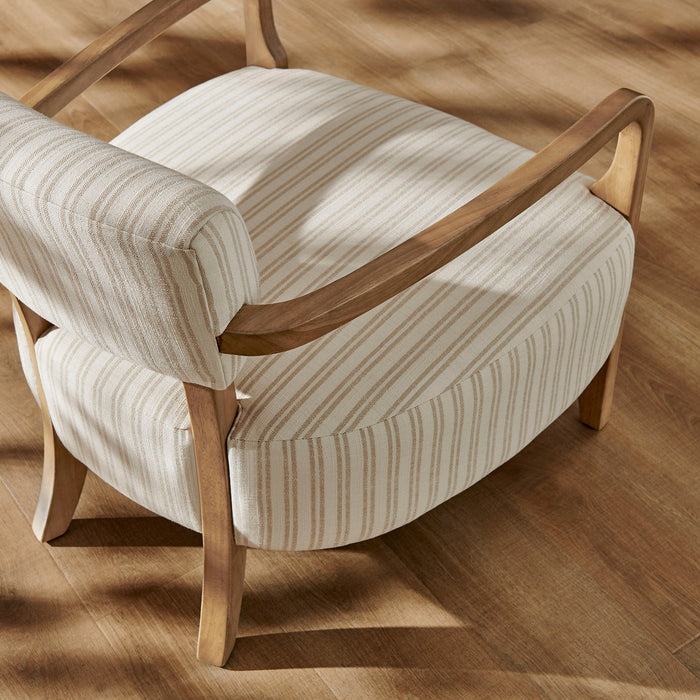 Modway Zinnia Striped Fabric Upholstered Accent Chair in Oatmeal Stripe - lifestyle view 6