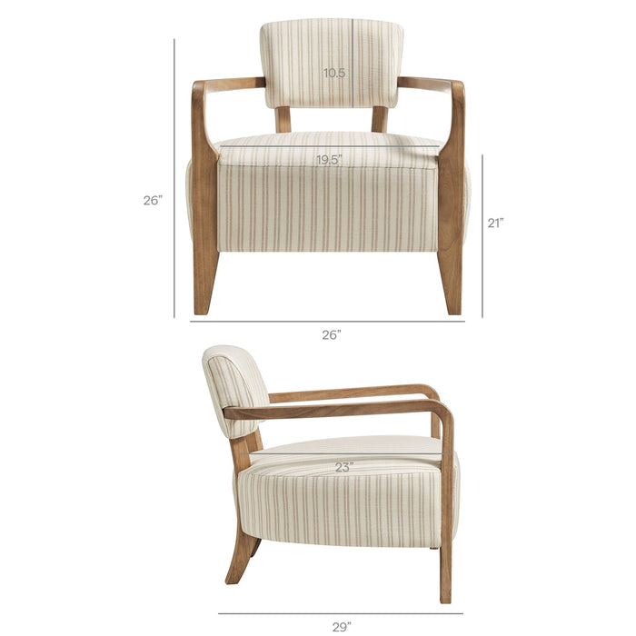 Modway Zinnia Striped Fabric Upholstered Accent Chair in Oatmeal Stripe - dimensions and specifications 9