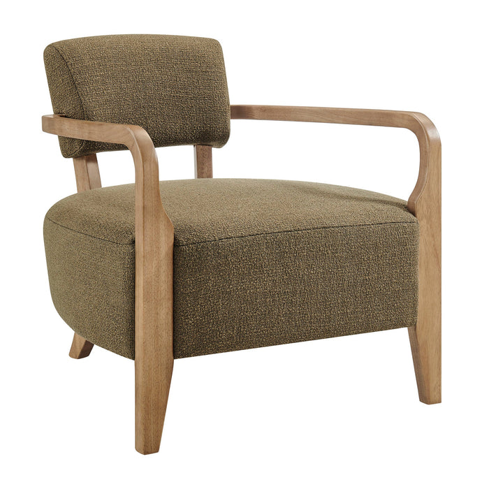 Modway Zinnia Linen Blend Accent Chair in Olive - front view