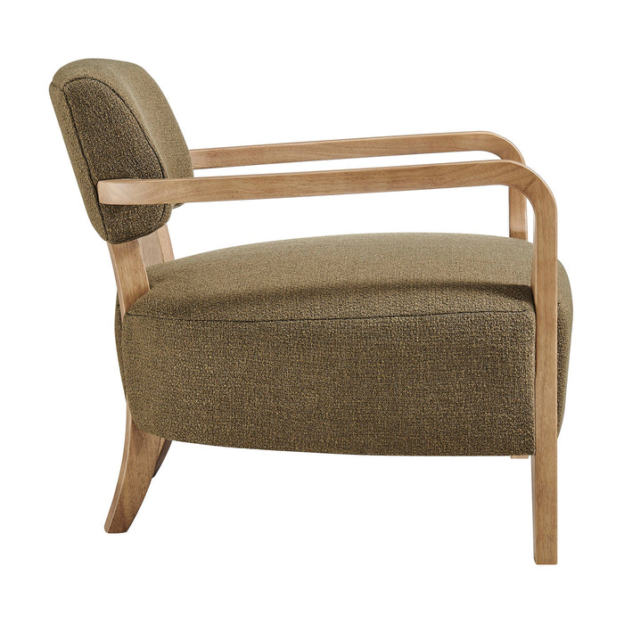 Modway Zinnia Linen Blend Accent Chair in Olive - angled view