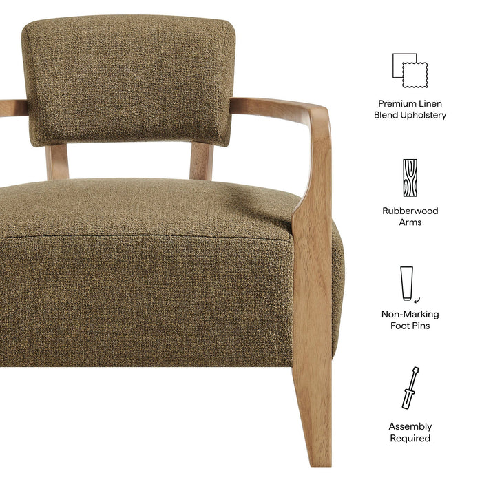Modway Zinnia Linen Blend Accent Chair in Olive - dimensions and specifications