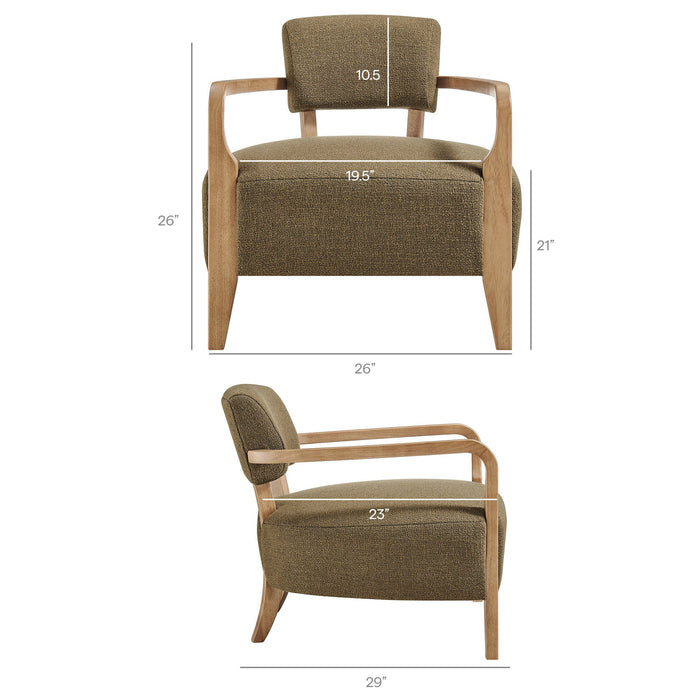 Modway Zinnia Linen Blend Accent Chair in Olive - dimensions and specifications 16