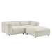 Modway Auren 3 Piece Lattice Bouclé Upholstered Modular Loveseat with Ottoman in Cream - front view
