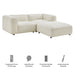Modway Auren 3 Piece Lattice Bouclé Upholstered Modular Loveseat with Ottoman in Cream - dimensions and specifications
