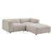 Modway Auren 3 Piece Lattice Bouclé Upholstered Modular Loveseat with Ottoman in Fog - front view
