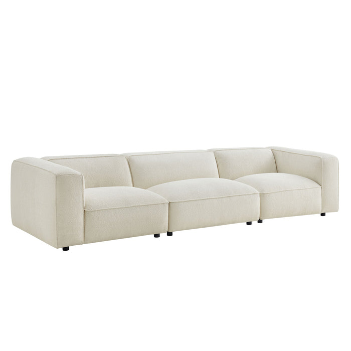 Modway Auren 3 Piece Lattice Bouclé Upholstered Modular Sofa in Cream - front view