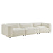 Modway Auren 3 Piece Lattice Bouclé Upholstered Modular Sofa in Cream - front view
