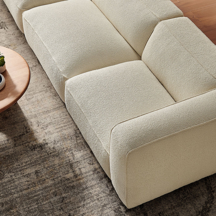 Modway Auren 3 Piece Lattice Bouclé Upholstered Modular Sofa in Cream - angled view